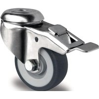 Promat - Lenkrolle mit Totalfeststeller Rad-Ø 50 mm Tragfähigkeit 50 kg mit Rückenloch Gleitlager tpe grau von PROMAT