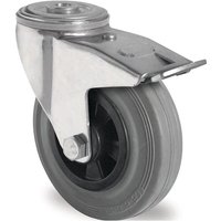 Promat - Lenkrolle mit Totalfeststeller Rad-Ø 80 mm Tragfähigkeit 70 kg mit Rückenloch Rollenlager Vollgummi grau von PROMAT