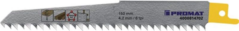 PROMAT Säbelsägeblatt (Länge 150 mm Breite 19 mm / Zahnteilung TPI 6 4,2 mm) - 4000814919 von PROMAT