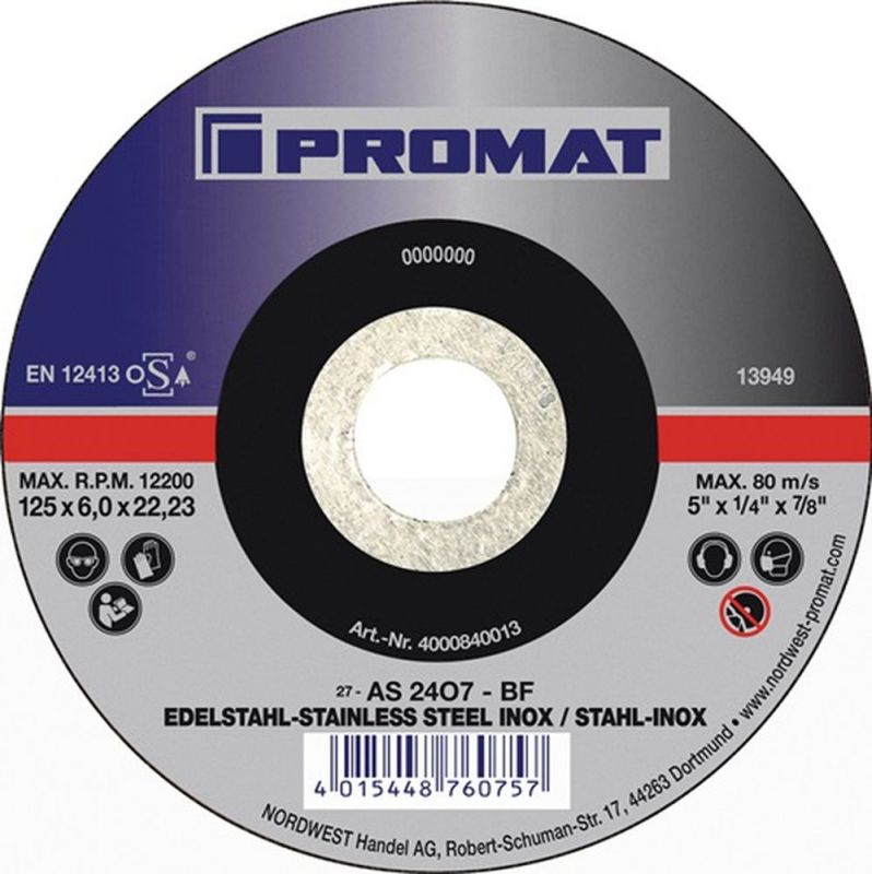 PROMAT Schruppscheibe (D125xS6mm / gekröpft Universal / Inhalt: 10 Stück) - 4000840013 von PROMAT