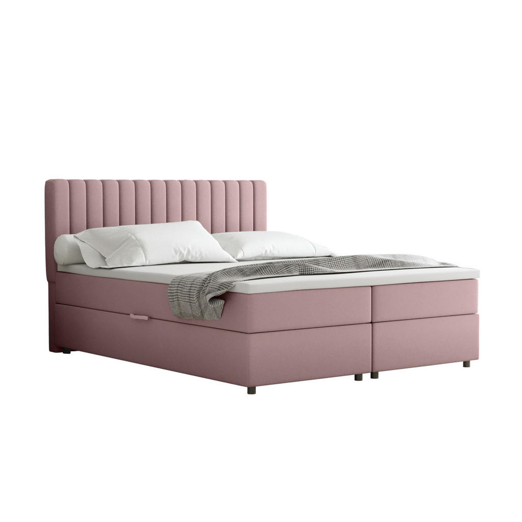 Panda Möbel Boxbett, Rosa, Holz, Mode, 160x200 cm, Oeko-Tex® Standard 100, Schlafzimmer, Betten, Boxspringbetten von Panda Möbel