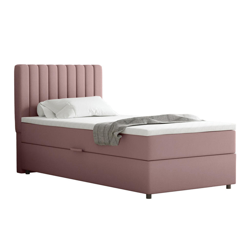 Panda Möbel Boxbett, Rosa, Holz, Mode, H3, 90x200 cm, Oeko-Tex® Standard 100, Schlafzimmer, Betten, Boxspringbetten von Panda Möbel