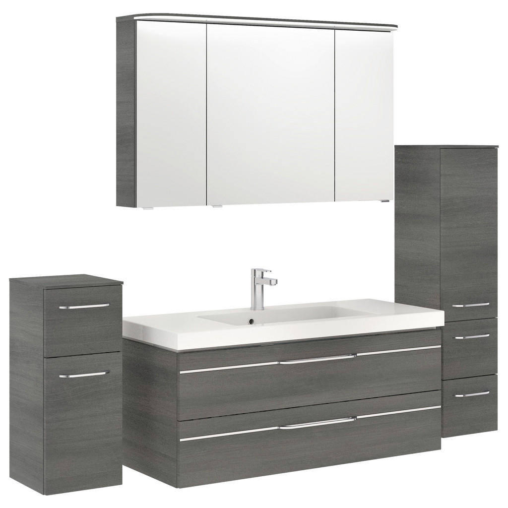 Pelipal Badezimmer Balto, Graphit, Metall, 5-teilig, 9 Fächer, insgesamt: 5,2 Schubladen, 183 cm, Made in Germany, hängend, Typenvielfalt, Badezimmer, Badmöbelsets & Badmöbelserien, Badmöbel-Sets von Pelipal