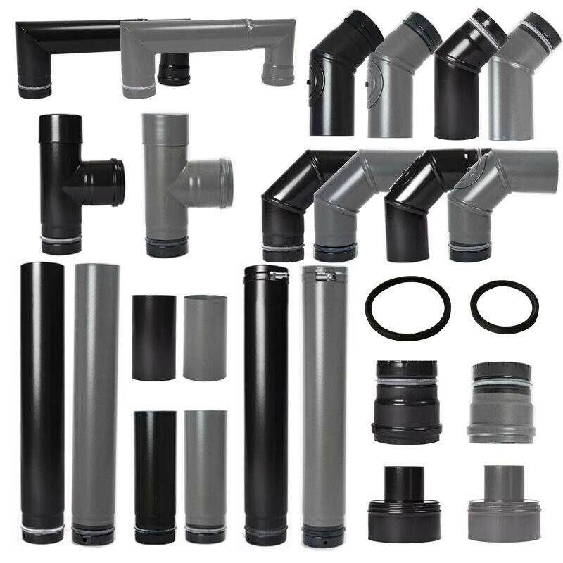 Pellet- Ofenrohr emailliert alle Bauteile und Durchmesser von KaminStore24