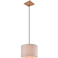 Pendelleuchte 1x E27 Beige 1 Stück Metall / Stoff Hellbraun