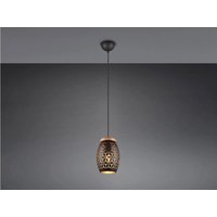 Pendelleuchte 1xE27 ⌀15cm Metall Holz Schwarz / Gold