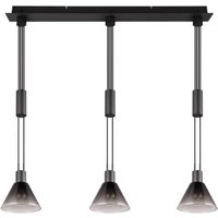 Pendelleuchte 3x E27 1 Stück Metall / Glas Schwarz