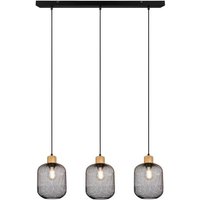 Pendelleuchte 3xE27  1 Stück Metall / Holz Schwarz