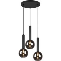 Pendelleuchte 3xE27 Rauchglas 1 Stück Metall Schwarz