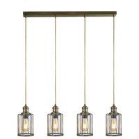 Pendelleuchte 4-flammig E27 Glas Metall Vintage LOGAN von Searchlight