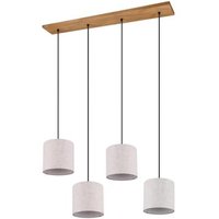 Pendelleuchte 4x E27 Beige 1 Stück Metall / Stoff Hellbraun