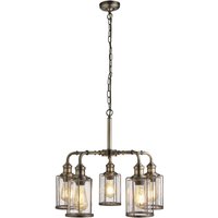 Pendelleuchte 5-flammig E27 Glas Metall Vintage LOGAN von Searchlight