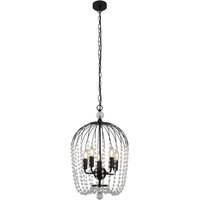 Pendelleuchte 5-flammig Schwarz E14 Ø 36 cm Metall Kristall von Searchlight