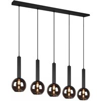 Pendelleuchte 5xE27 Rauchglas 1 Stück Metall Schwarz