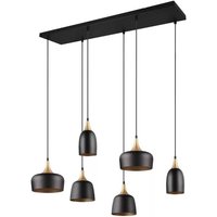 Pendelleuchte 6xE14 Goldfarbig 1 Stück Metall Schwarz, Gelb