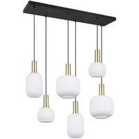Pendelleuchte 6xE27  Matt / Messing / Glas opal 1 Stück Glas / Metall Weiß, Schwarz, Gelb