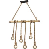 Pendelleuchte 6xE27  Natur 1 Stück Bambus / Sisal Hellbraun