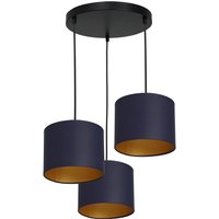 Pendelleuchte Blau Gold Stoff Metall 3-flammig blendarm Pendelleuchte Blau Gold Stoff Metall 3-flammig blendarm von Luminex