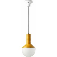 Pendelleuchte Glas Keramik E27 rund D: 24 cm Weiß Gelb von Ferroluce