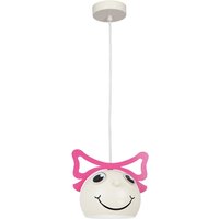 Kinderlampe Weiß Rosa Ø 16,5 cm Glas Metall E27 Decke von Luminex