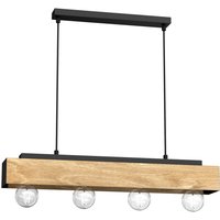 Pendelleuchte Holz Metall 4-flmg 76 cm in Schwarz Natur von Luminex
