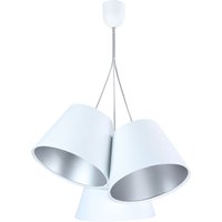 Pendelleuchte JOCY Weiß Silber Stoff 3-flmg Retro von BPS Koncept