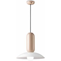 Pendelleuchte Keramik D: 40 cm Creme Sandgrau E27 rund von Ferroluce