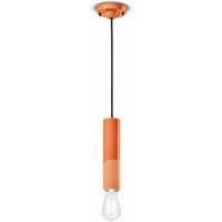 Pendelleuchte Keramik E27 rund D: 5,5 cm Orange Retro von Ferroluce