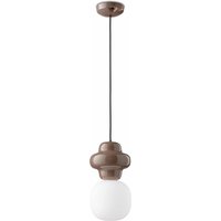 Pendelleuchte Keramik Glas Braun Weiß E14 Retro Design von Ferroluce