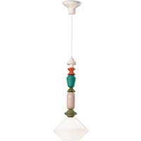 Pendelleuchte Keramik Glas Ecru Bunt E27 Retro Design von Ferroluce
