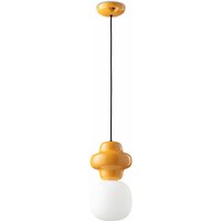 Pendelleuchte Keramik Glas Gelb Weiß E14 Retro Design Pendelleuchte Keramik Glas Gelb Weiß E14 Retro Design von Ferroluce