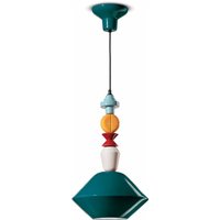 Pendelleuchte Keramik Petrol Bunt E27 Retro Design von Ferroluce