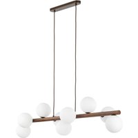 Pendelleuchte Metall Holz Glas L: 117 cm H: max. 125 cm 9x G9 von TK Lighting