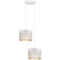 Pendelleuchte Metall Loft 2-flmg E27 B:30 cm Weiß Gold Pendelleuchte Metall Loft 2-flmg E27 B:30 cm Weiß Gold von Belis