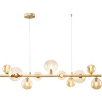 Pendelleuchte Metall Rauchglas 87 cm lang Creme Gold 10x G9 von Novecento