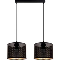 Pendelleuchte Metall Schwarz Gold E27 2-flmg 50 cm lang von Belis