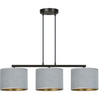 Pendelleuchte Metall Stoff L: 72 cm Schwarz Grau Gold E27 von Emibig