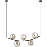 Pendelleuchte Rauchglas Metall B: 80 cm H: max. 1 m 5x E14 von Emibig