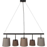 Pendelleuchte Schwarz Braun Beige Stoff Metall 5-flmg Pendelleuchte Schwarz Braun Beige Stoff Metall 5-flmg von Invicta Interior
