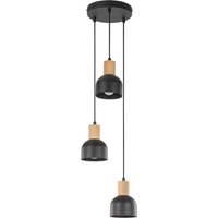 Pendelleuchte Schwarz E27 3-flammig Metall Holz PRESTON Pendelleuchte Schwarz E27 3-flammig Metall Holz PRESTON von TK Lighting
