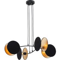 Pendelleuchte Schwarz Gold L: 82 cm verstellbar Stoff Metall von Emibig