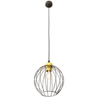Pendelleuchte Schwarz Gold Metall E27 Ø24 cm rund Retro von Emibig