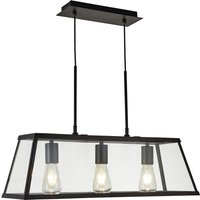 Pendelleuchte Schwarz Klar B: 65 cm 3x E27 Glas Metall von Searchlight