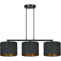Pendelleuchte Stoff Metall L: 72cm Schwarz Gold 3-flammig E27 Pendelleuchte Stoff Metall L: 72cm Schwarz Gold 3-flammig E27 von Emibig