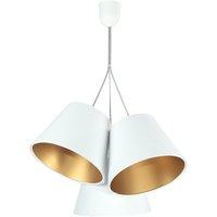 Pendelleuchte Weiß Gold Stoff 3xE27 Retro Esstisch von BPS Koncept
