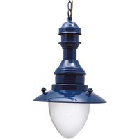 Pendelleuchte außen Glas Messing massiv E27 IP43 Blau von Lido Light Fixture Man. LTD