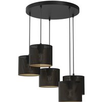 Pendelleuchte in Schwarz Gold Ø58 cm E27 Loft 5-flammig von Luminex