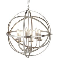 Pendelleuchte rund Ø 60 cm in Silber matt 6-flammig E14 von Searchlight