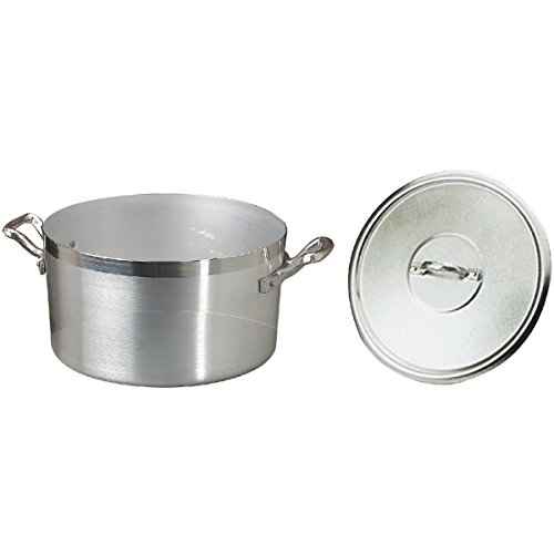 Pentole Agnelli Hohe Kasserolle aus Aluminium BLTF, mit 2 Griffen aus rostfreiem Stahl, Silber, 4.5 Liter von Baldassare Agnelli