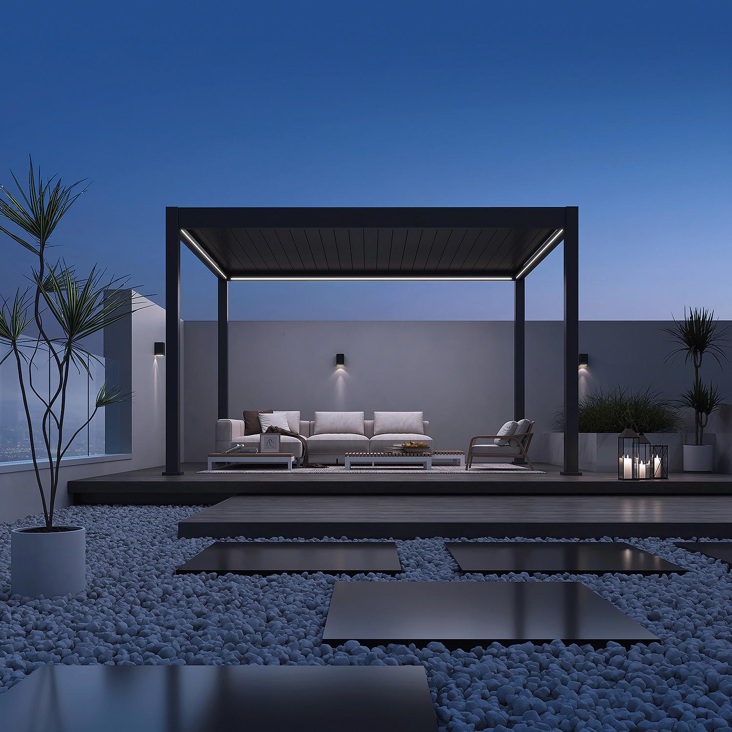 Pergola Deluxe Plus Anthr. ca. 400x400 cm Netzbetrieb